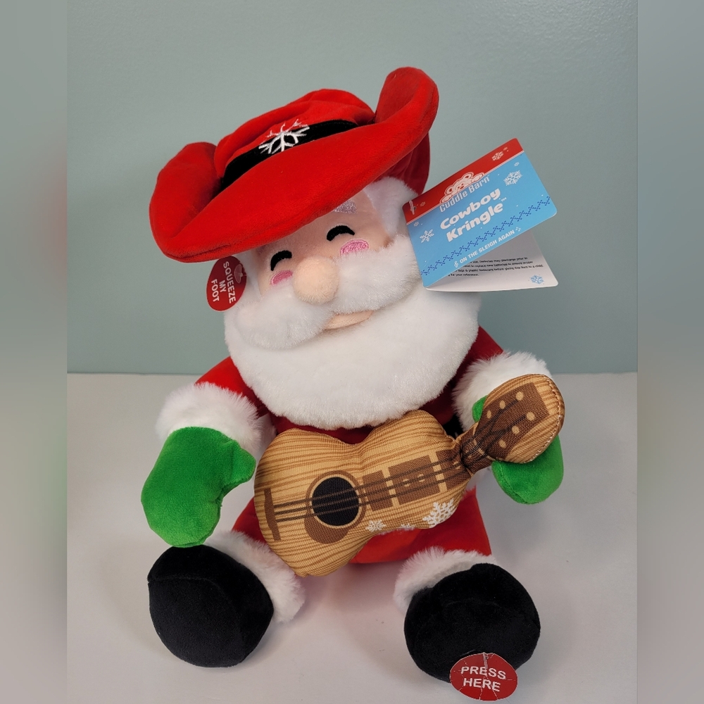 Cuddle Barn Animated Cowboy Kringle Santa 13” Plush Sings “On The Sleigh Again”